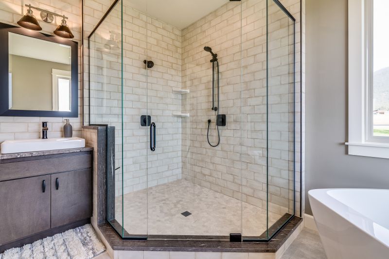 Corner Shower with Glass Walls